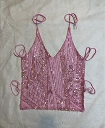 Upcycled Pink Sequined Top