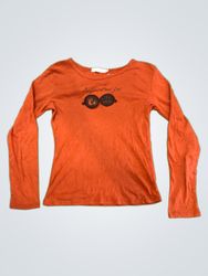 Orange Long-Sleeve Shirt with Peach Design