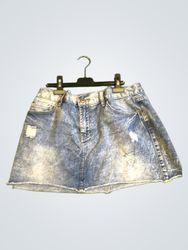 Denim Co. Distressed Denim Mini Skirt