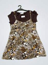 Cache Cache Brown and Patterned Dress