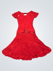Morgan Red Ribbed Belted Dress