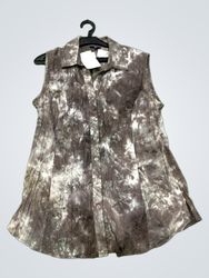 Sleeveless Brown Tie-Dye Shirt