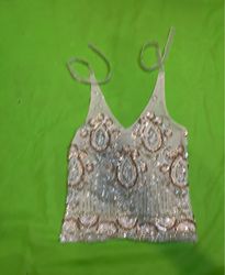 Upcycled Sheer Embellished Tank Top