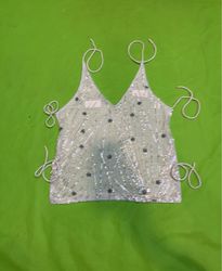 Upcycled Sequin Embellished Halter Top