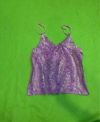 Upcycled Purple Beaded Spaghetti Strap Top