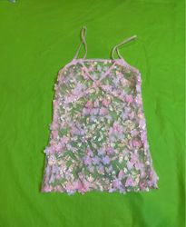 Upcycled Sheer Pink Floral Sequin Dress
