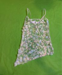 Upcycled Sheer Floral Embellished Camisole