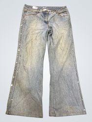 Oltre women's light wash flare jeans with stud det..