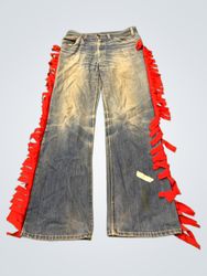 Levi's Flared Jeans with Red Fringe