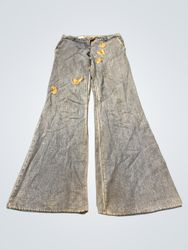 IMPERIAL Bell Bottom Jeans with Butterfly Embellis..