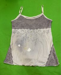 Sheer Cami with Lace and Rhinestone Embe..