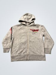 Zara Grey Zip-Up Hoodie with Graphic Print
