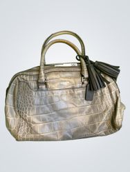 Coach Crocodile Embossed Leather Satchel Bag