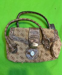 Guess Monogrammed Satchel Handbag