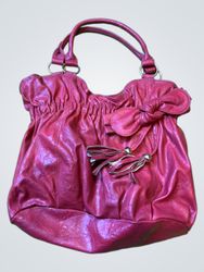 CATO Red Faux Leather Hobo Bag with Bow and Tassel..