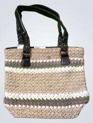 Striped Woven Tote Bag