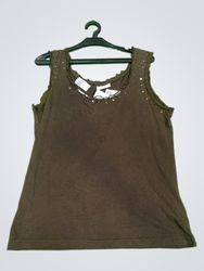 Yessica Brown Sleeveless Top with Embellishments