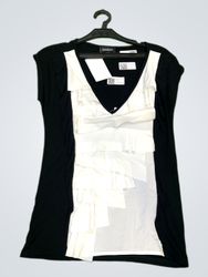 Bebe Black & White Ruffle T-Shirt