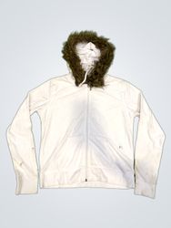 Upcycled Juicy Couture White Fur Hooded Zip-Up Hoo..