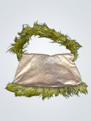 Borsa in velluto rosa con rifiniture in pelliccia ..