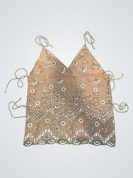 Top in camisola con perline rosa riciclato