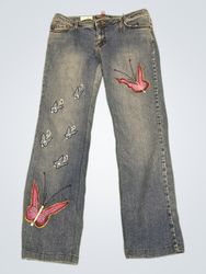Upcycled Bubblegum USA Girls Butterfly Embroidered..
