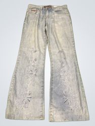 Upcycled HONGDA JEANS Women's Light Wash Embroider..