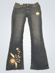 Upcycled APT.9 Embroidered Flare Jeans
