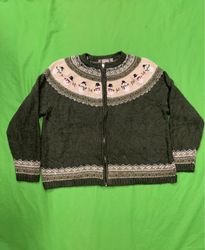 Croft & Barrow Women's Snowman Fair Isle Zip Front..