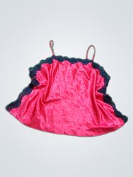 Marlon Red Satin Nightgown with Black Lace Trim
