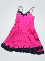 La Senza Pink Slip Dress with Black Lace Trim