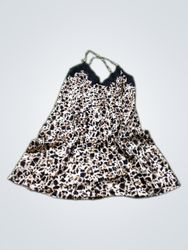 Robe nuisette à imprimé léopard avec bordure en de..