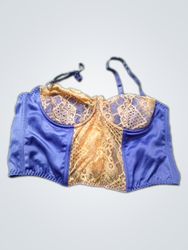 Blue and Tan Lace Corset Top