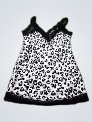 Leopard Print Slip Dress with Black Lace Trim