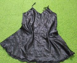 Black satin slip dress