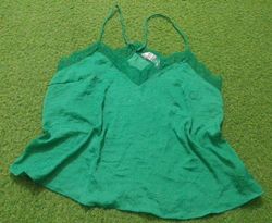 Green camisole with lace trim