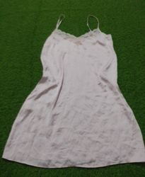 Pink Slip Dress with Lace Trim