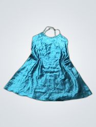 Vestido tomara-que-caia de cetim azul-petróleo