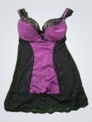 Purple and Black Lace Slip Dress