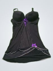 Unbranded Black Lace-Up Pinstripe Camisole