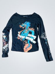House Brand Long Sleeve Dragon Graphic T-Shirt