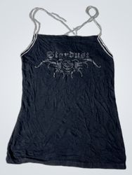 Black tank top with "Stardust" graphic and silver ..