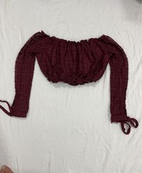 New Look Burgunderfarbiges Spitzen-Oberteil mit Ca..