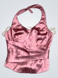 Pink Satin Halter Corset Top
