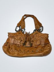 River Island Brown Studded Leather Shoulder Bag