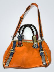 Guess Orange Multicolored Structured Handbag