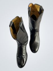 Justin Black Leather Cowboy Boots