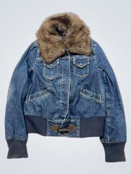GAP Denim Jacket with Fur Hood