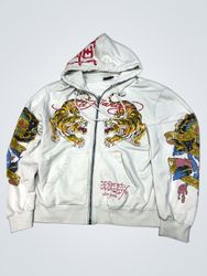 Ed Hardy Tiger Graphic Zip-Up Hoodie