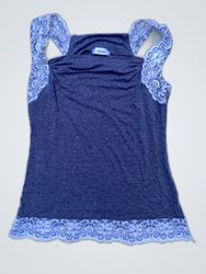 Etam Gray Lace Trim Tank Top